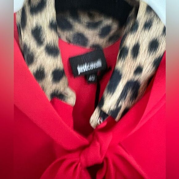 Just Cavalli Roberto Cavalli Silk Ruffle Button Down Blouse, NWT, Sz 40 - Picture 3 of 3